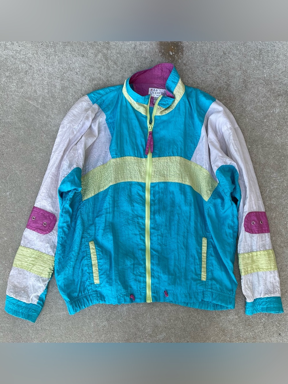 Vintage Clipper Bay 100% nylon color block windbreaker jacket